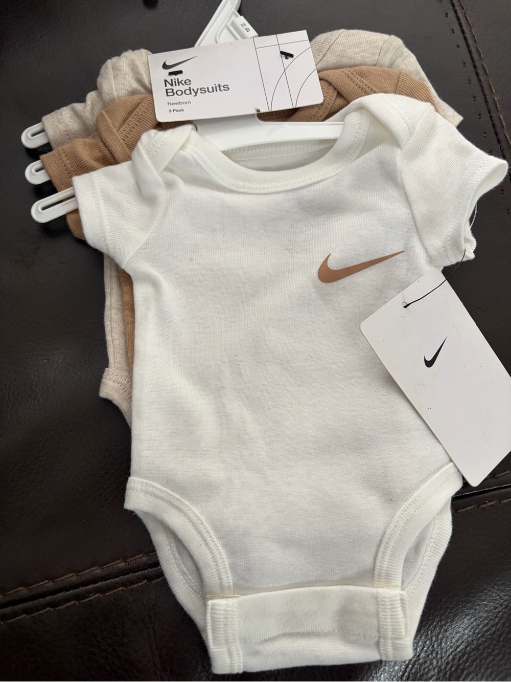 Nike Baby Bodysuits 3-Pack — White and Tan One-Piece Set